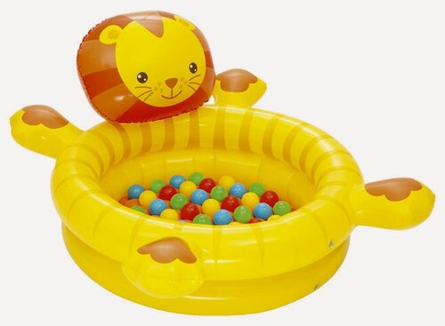 Изображение товара Игровой бассейн Львёнок с надувным дном и шариками 111*98*62 см, Bestway, 52261
