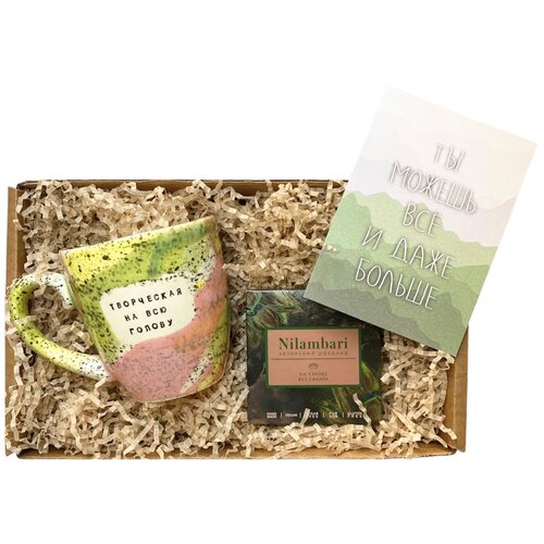 Подарочный набор с кружкой «Творческая на всю голову» и шоколадом