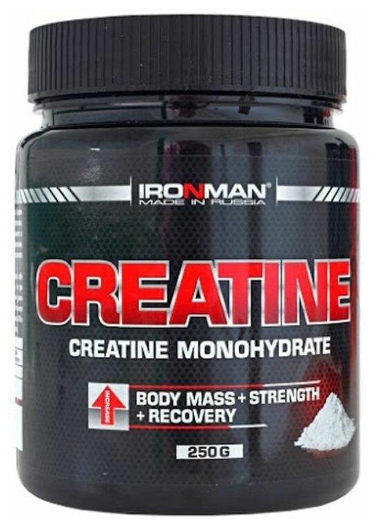 Креатин моногидрат Ironman, 250 г / Порошок / Спортивное питание для набора мышечной массы