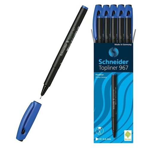 Ручка капиллярная Schneider TOPLINER 967, узел 0.4 мм, чернила синие, 2 шт.