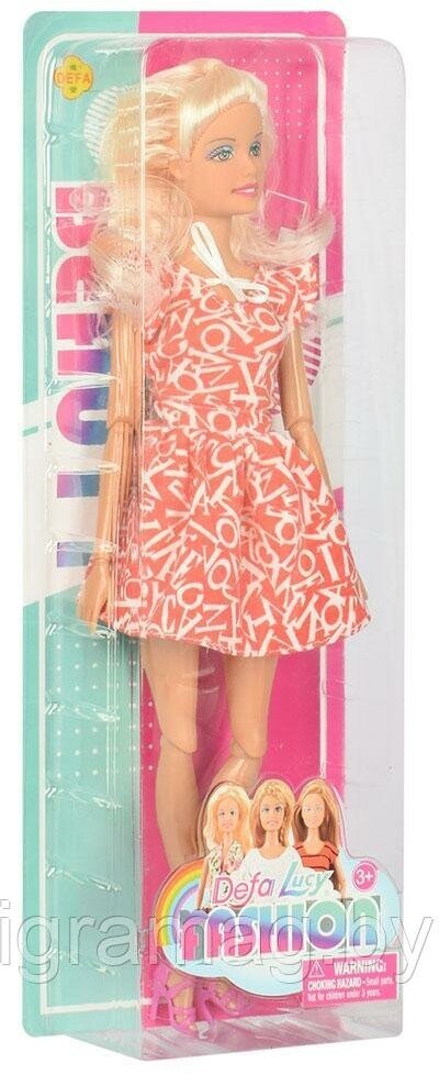 Кукла Defa Lucy Модная девушка, в розово-белом полосатом платье, 28см - фотография № 12