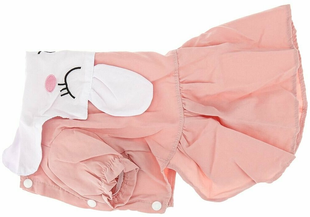 "Пэт тойс (Pet toys)" Одежда для собаки "Платье" "Зайка" с принтом, с вышивкой, на кнопках р-р XS, цвет-розовый, 100% полиэстер - фотография № 7