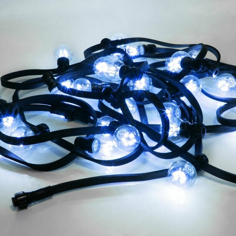 Гирлянда LED Galaxy Bulb String 10м, черный каучук, 30 ламп*6 LED синие, влагостойкая IP65