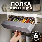 Контейнер для специй и сыпучих продуктов. Набор органайзер из 6 пластиковых банок для приправ, баночки для хранения