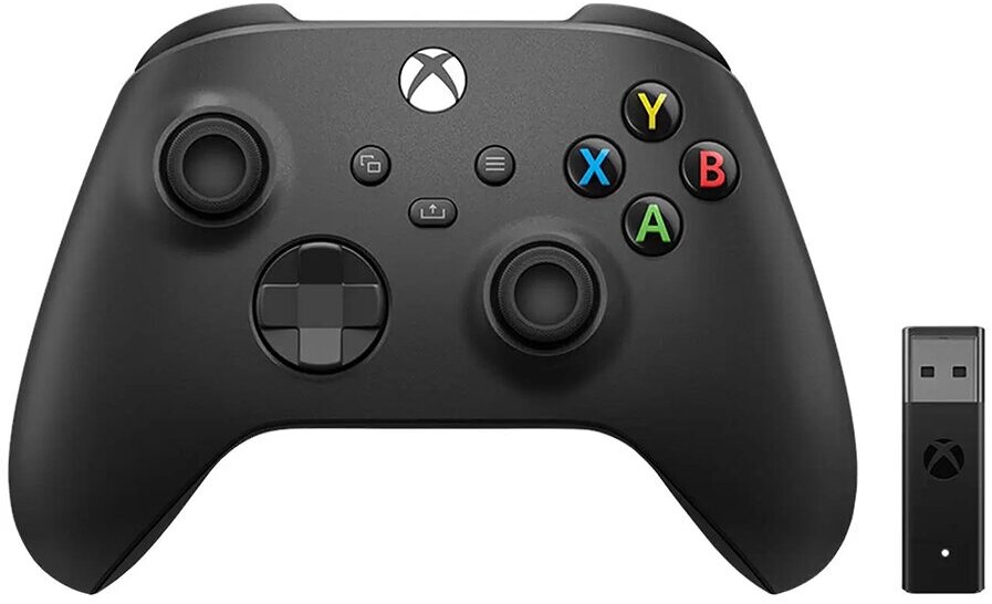 Геймпад (Джойстик) Microsoft Xbox One and Series S/X Controller (черный) + беспроводной адаптер PC