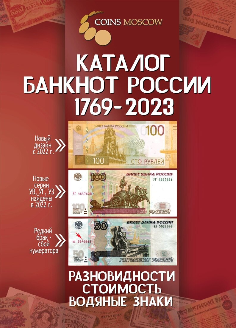 Каталог банкнот России 1769-2023 CoinsMoscow, 3-й выпуск (с ценами)