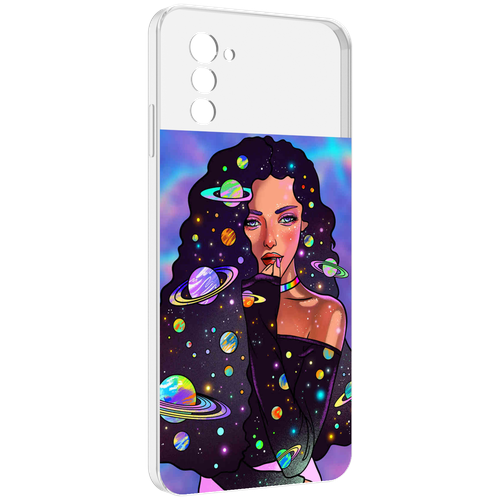 Чехол MyPads девушка-с-планетами-в-волосах женский для UleFone Note 12 / Note 12P задняя-панель-накладка-бампер