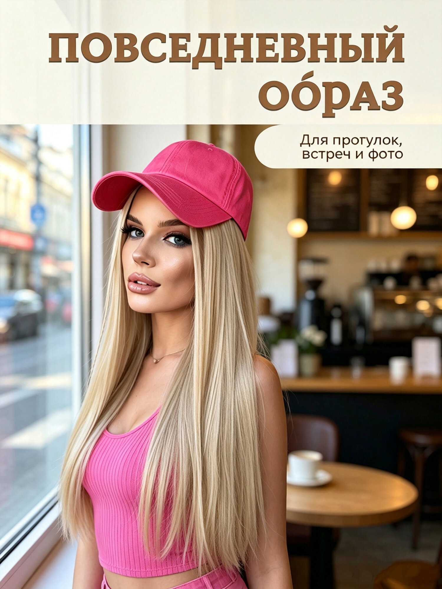 Кепка-парик женский, длинные прямые синтетические волосы, готовая прическа на каждый день