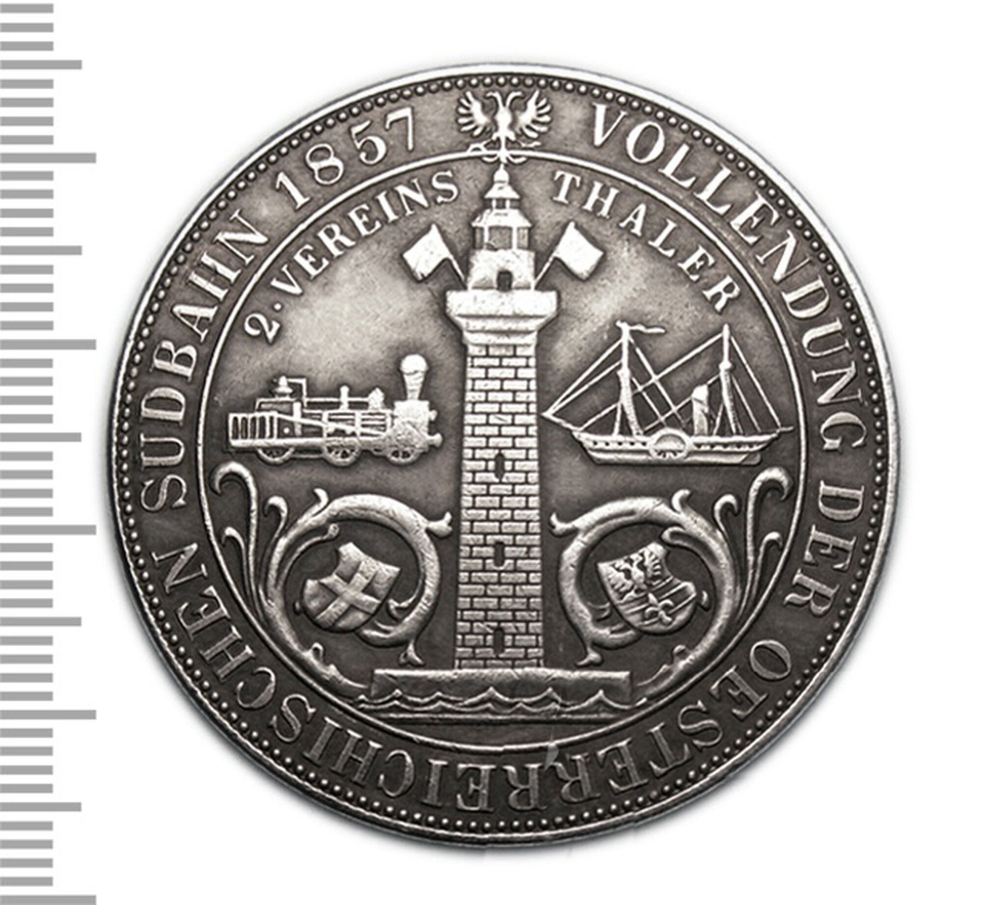 Монета бестмани "2 союзных талера", сувенирная, посеребренный металл, 1857 г, 26 г