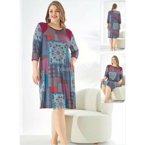 фото Платье sevim, размер 56(4xl), бордовый, зеленый