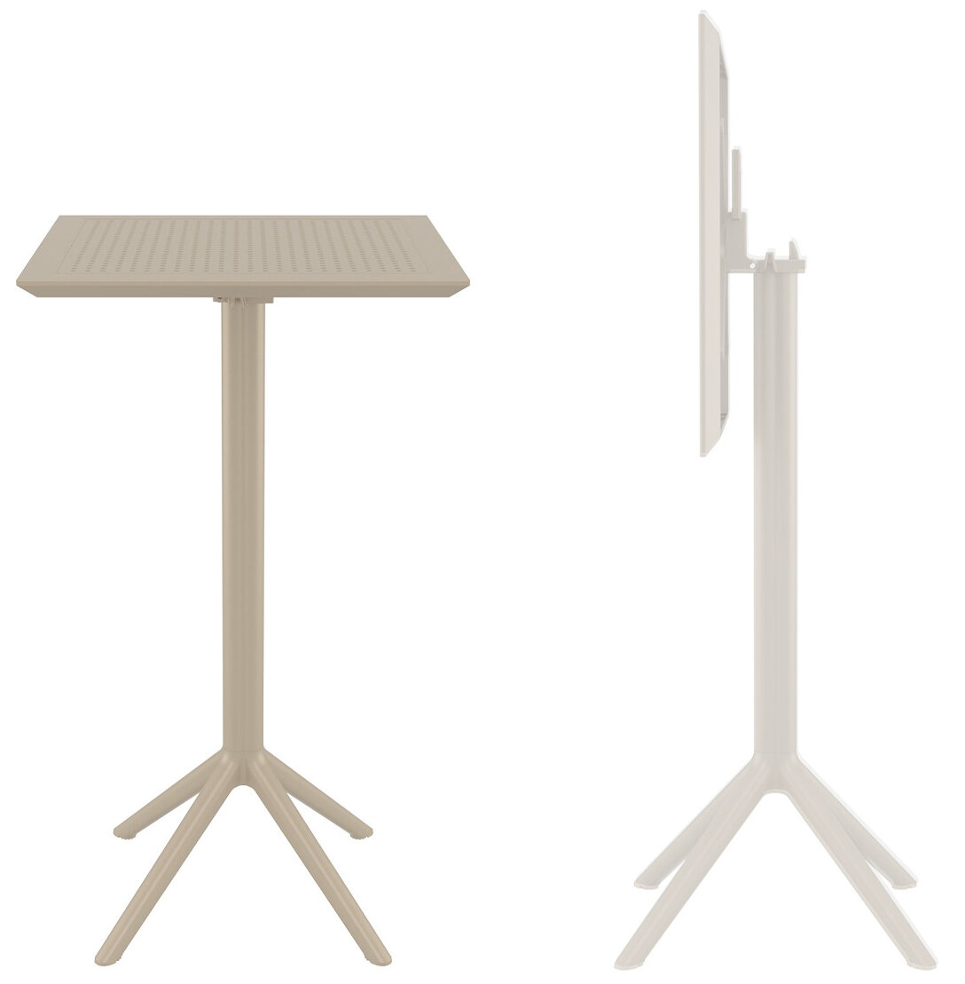 Стол складной Sky Folding Bar Table 60 Siesta барный, пластиковый для кухни, дачи и сада, цвет бежевый