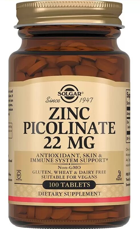 Zinc Picolinate 22 mg 100 таблеток Цинк Solgar