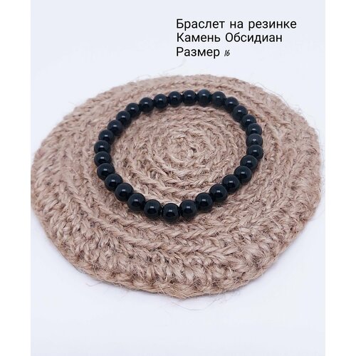 фото Браслет ok, обсидиан, 1 шт., размер 16 см, черный