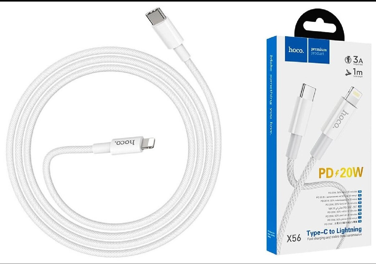 Кабель Hoco X56 New Original USB-C - Lightning QC 3A PD 20W 1m White 6931474740892 - фото №13