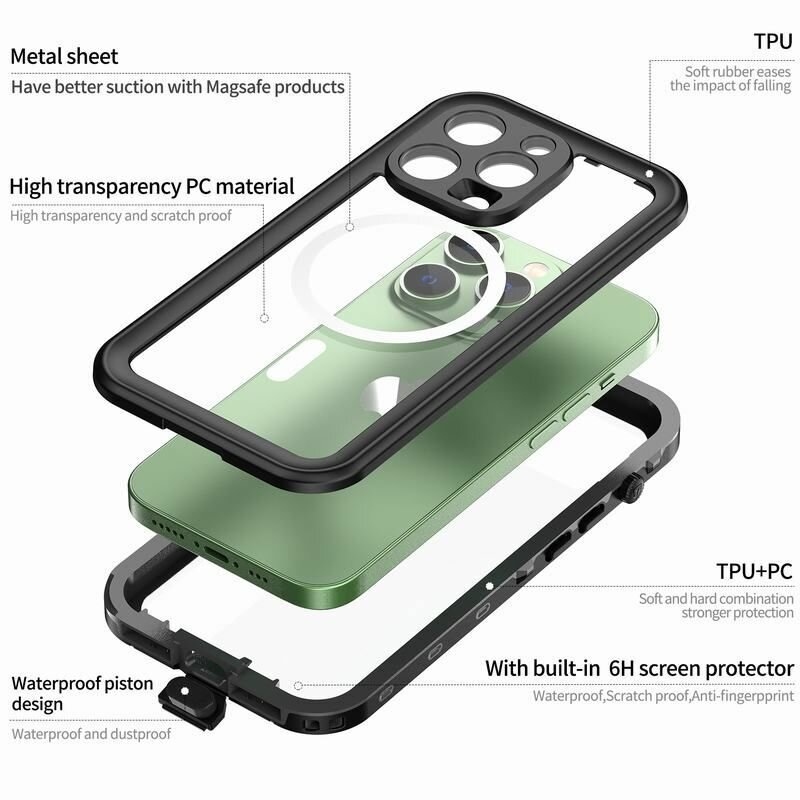 Водонепроницаемый чехол MyPads для Apple iPhone 14 Pro, IP68 Waterproof Shockproof Case, Черный