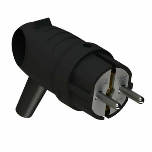 Вилка угловая каучуковая Systeme Electric MultiSet 2КЗ 16А IP44 с заземляющим контактом черный MST1102BK 368₽