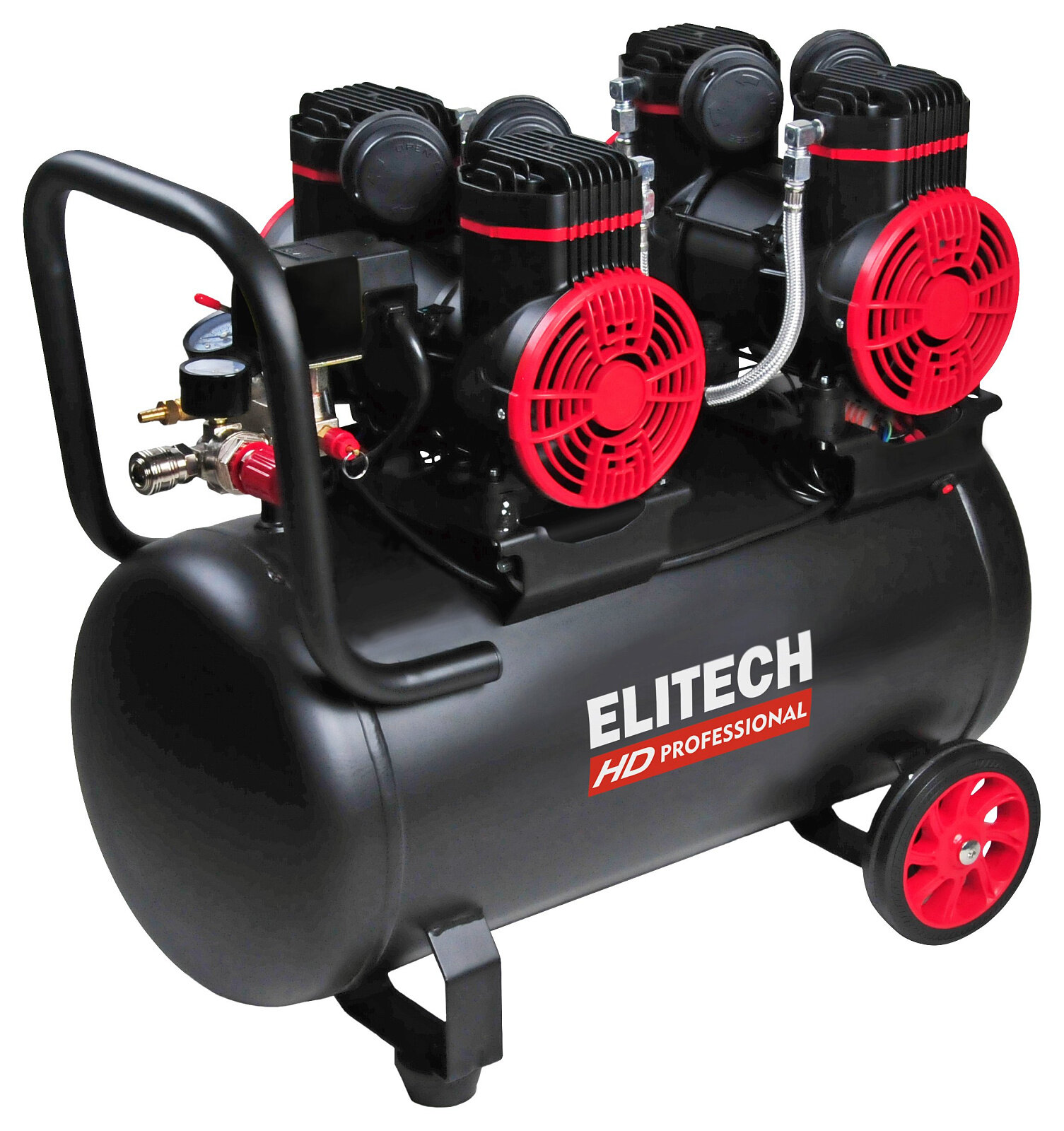 фото Компрессор Elitech (коаксиальный б\масл,500л\м,2.9кВТ,8бар,4цил, ресив.50л,36.5кг)