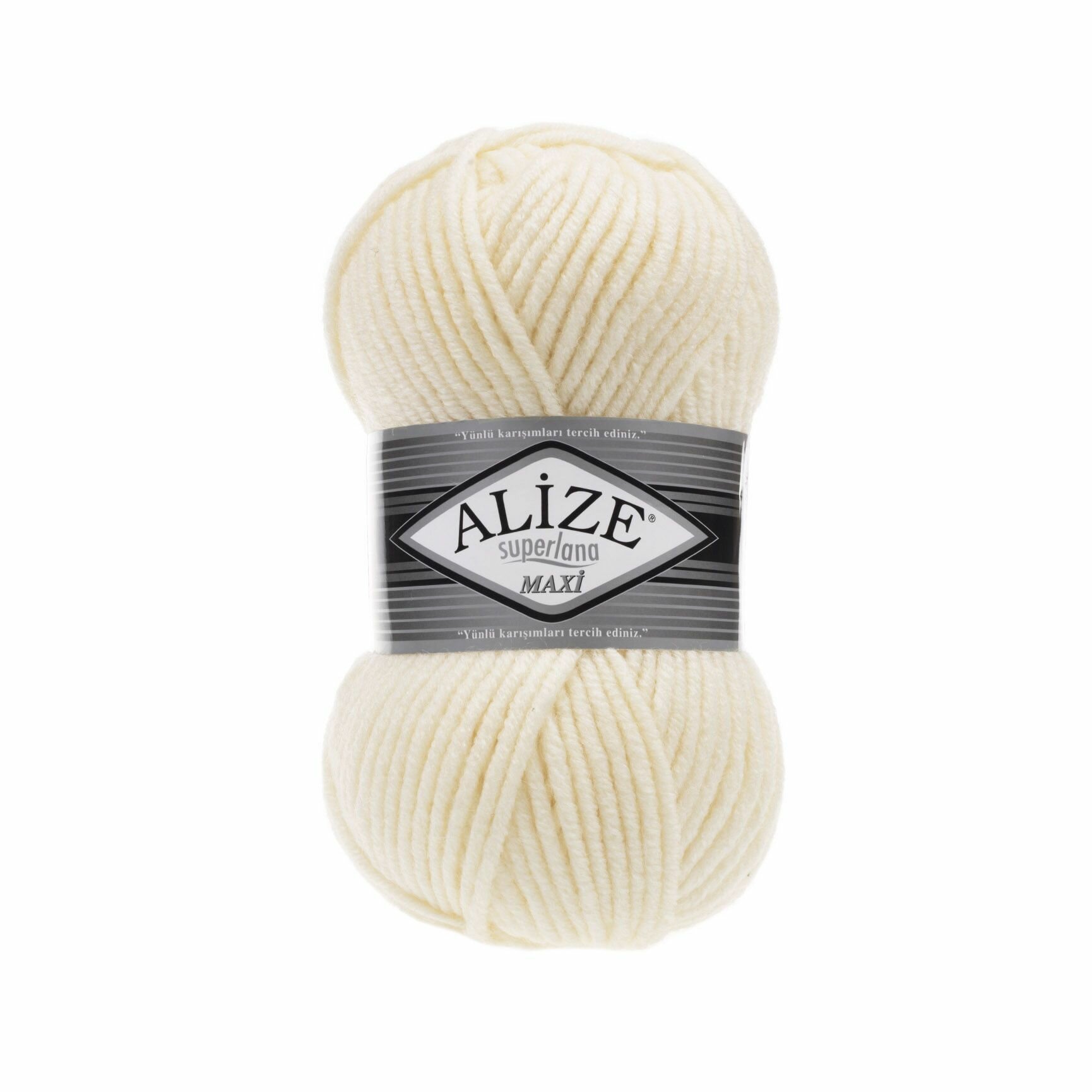 пряжа Суперлана Макси Alize (Superlana Maxi) упаковка 5 мотков 100 гр. 100 м. 25% шерсть 75% акрил цвет 599 слоновая кость