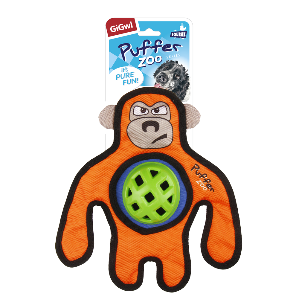 GiGwi Puffer Zoo игрушка для собак обезьяна с пищалкой (26 см.)