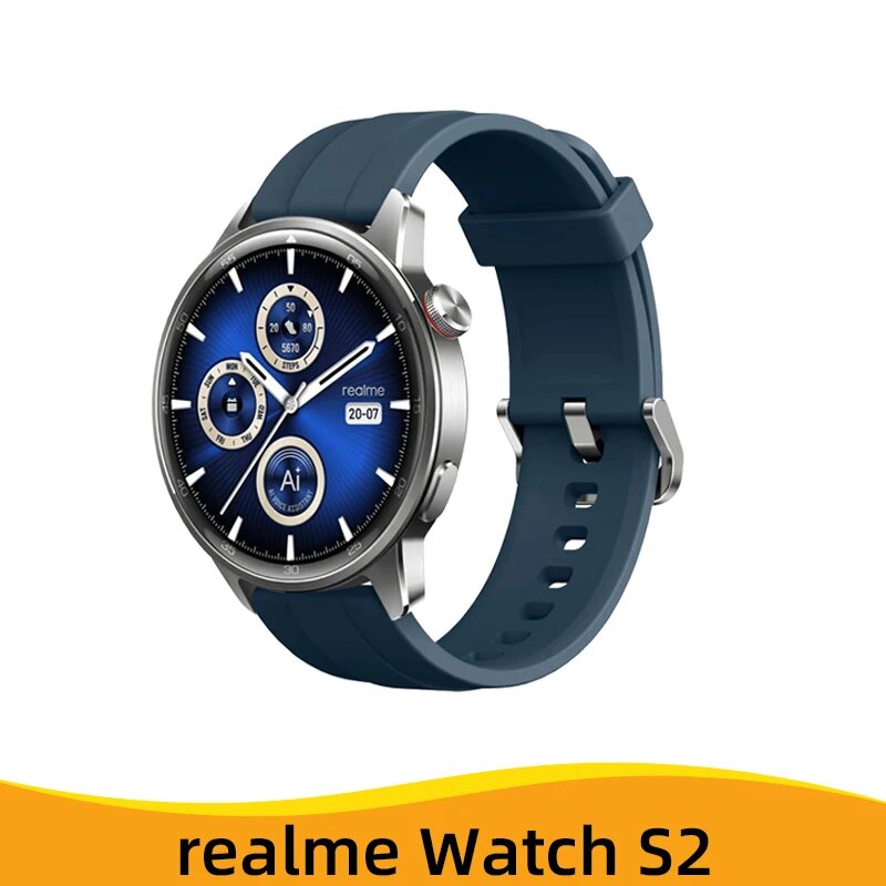 Глобальная версия смарт-часов realme watch S2 SmartWatch с 1,43-дюймовым AMOLED-дисплеем, датчиком кислорода в крови, 20 дней автономной работы, Водонепроницаемые часы IP68, Silver 24H Shipping