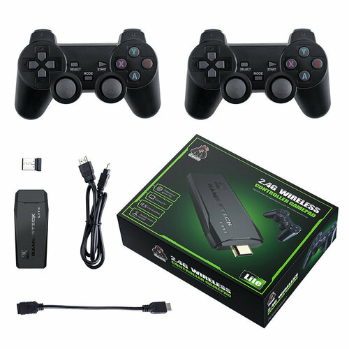 Портативная игровая консоль детская Game Stick Lite 10 000 встроенных игр 64 ГБ беспроводная приставка 1609₽