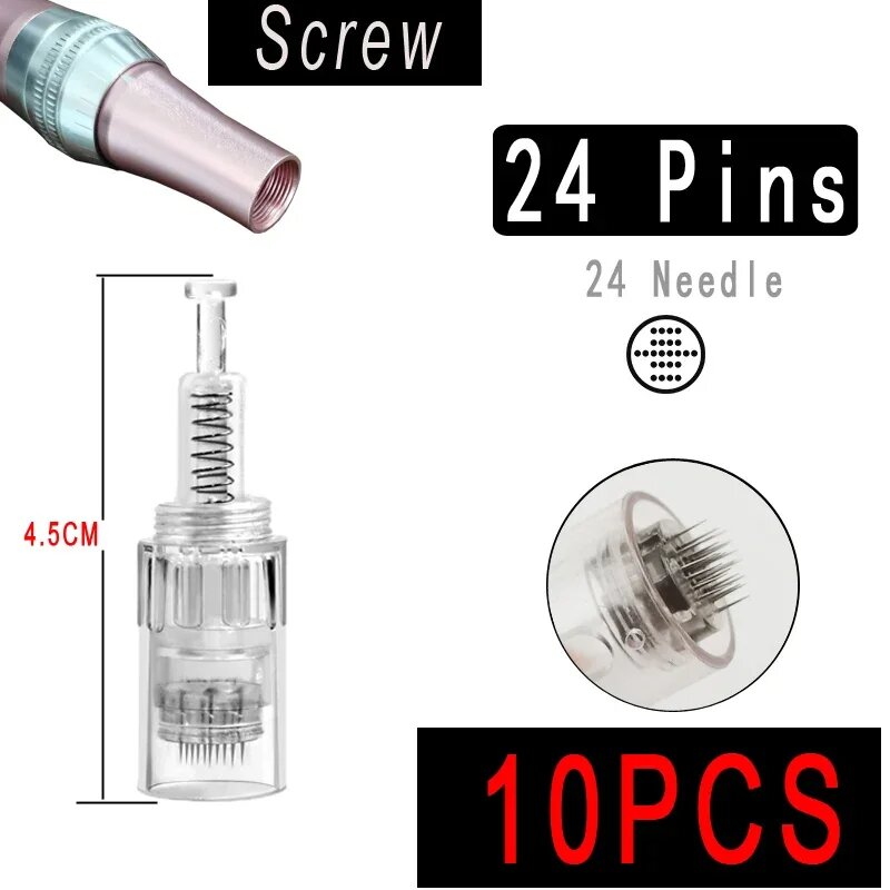 Дермапен иглы Microagulhamento 9/12/24/36/42/Nano Pin 100/50/10 шт, 24pin x10pcs