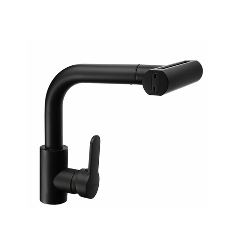 Смеситель для кухни излив 4 режима, керамический картридж 35 мм, нержавеющая сталь, черный