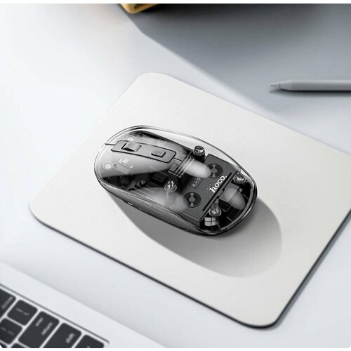 Мышь беспроводная HOCO Crystals Dual Mode GM29 24GВТ DPI 800-1600 двухрежимная бесшумная Черный Прозрачный 1950₽