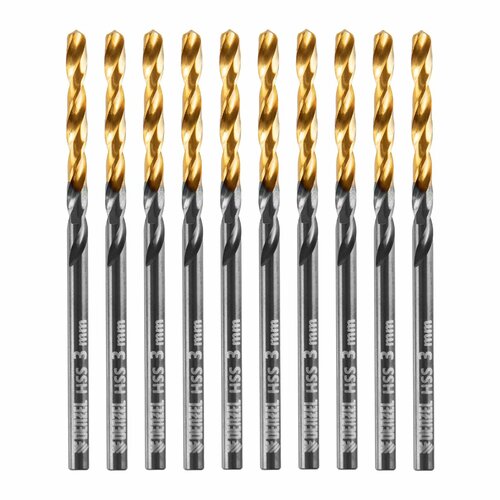 фото Сверло по металлу3 мм denzel hss-tin, golden tip, 10 шт 717205
