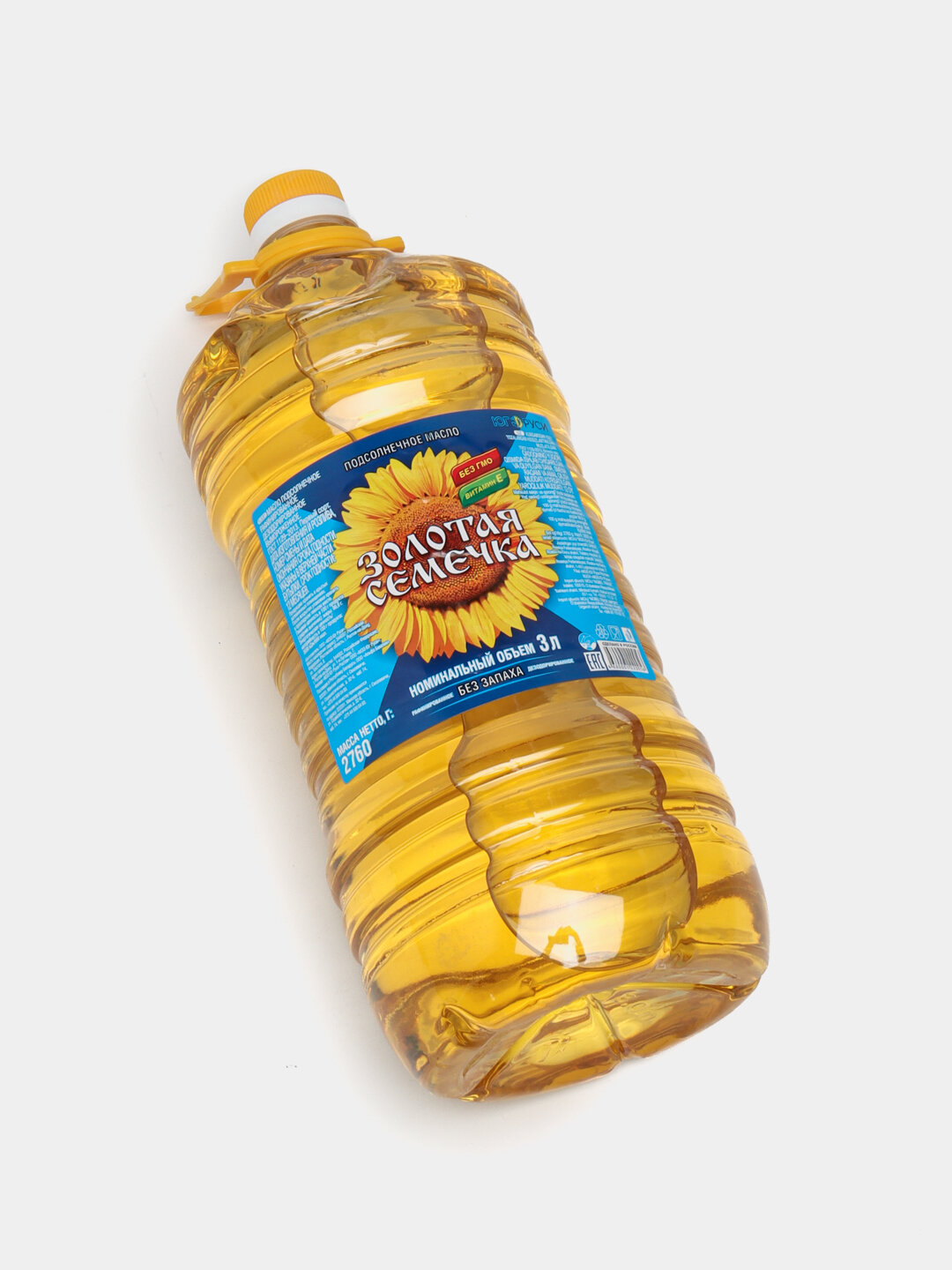 Масло Золотая Семечка, подсолнечное, рафинированное, натуральное, 3л — фото 1