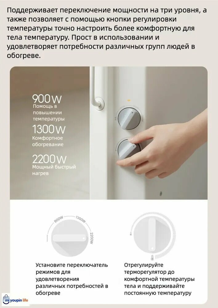 Изображение Электрический нагреватель Xiaomi Mijia electric heater 2 (Версия с контролем температуры)2200 Вт KRDNQ04ZM , Белый
