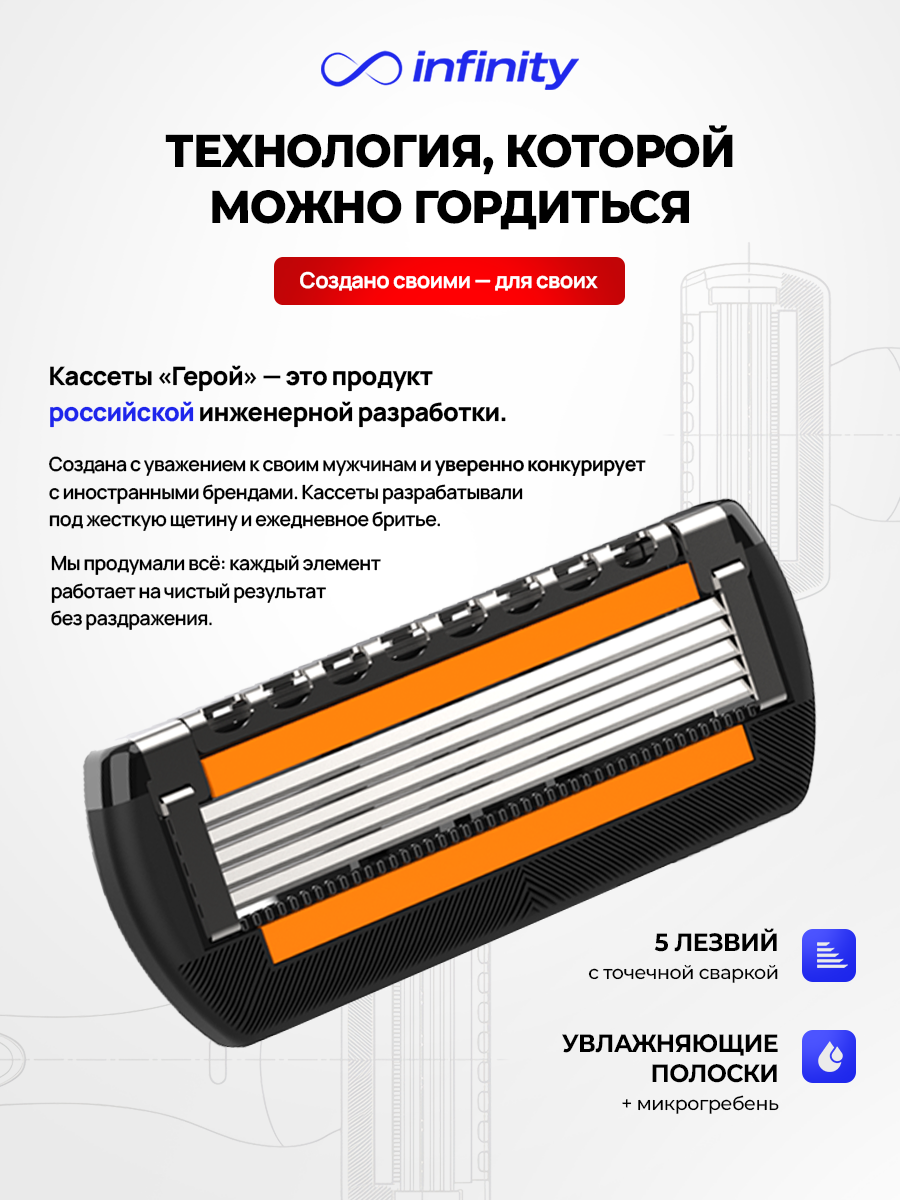 Кассеты для бритвы INFINITY "Geroy", нержавеющая сталь, черные, 2шт — фото 1