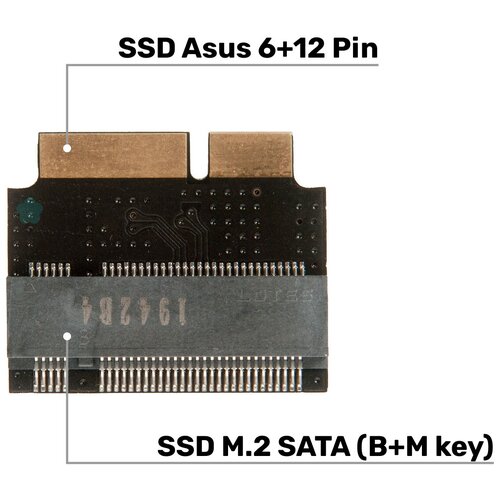 Адаптер-переходник для установки накопителя SSD M.2 SATA (B+M Key) в разъем (6+12 Pin) на Asus UX21 / UX31 ZenBook / NFHK N-UX21 V2 адаптер переходник для установки накопителя ssd m 2 sata b m key в разъем 6 12 pin на asus ux21 ux31 zenbook nfhk n ux21 v2