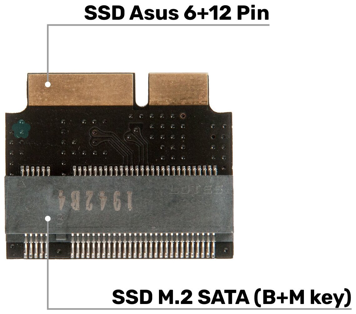 Адаптер-переходник для установки накопителя SSD M.2 SATA (B+M Key) в разъем (6+12 Pin) на Asus UX21 / UX31 ZenBook / NFHK N-UX21 V2