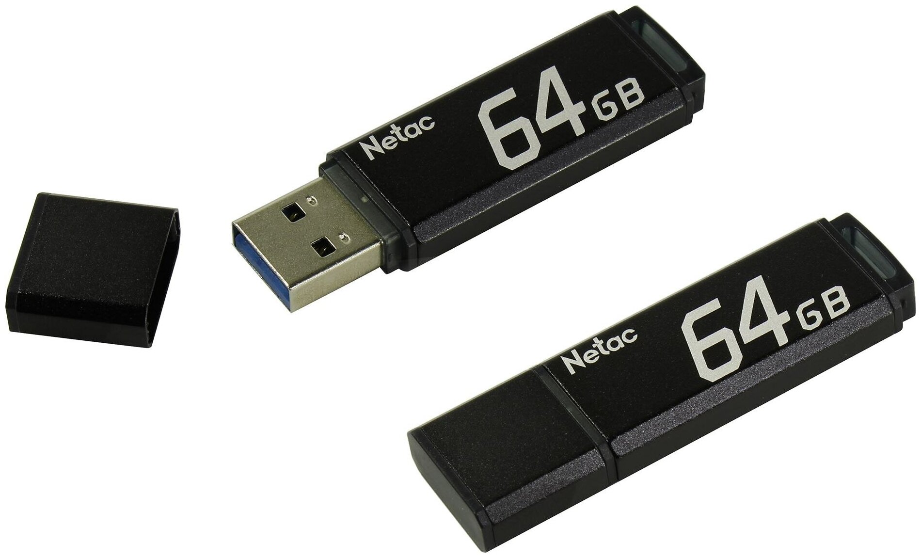 Flash Drive / Флеш Диск Netac U351 64Gb , USB2.0, с колпачком, металлическая черная