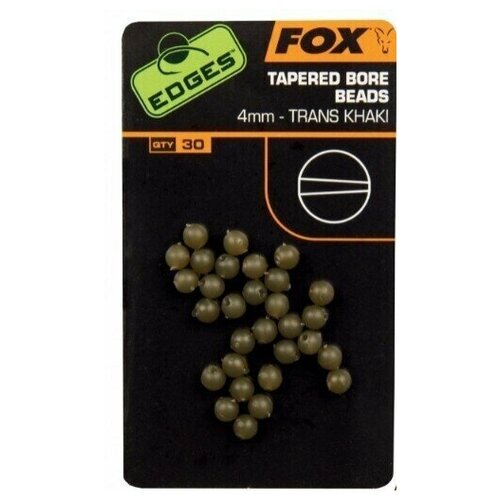 Шарик резиновый буферный FOX Edges 4mm Tapered Bore Beads x 30 Trans Khaki