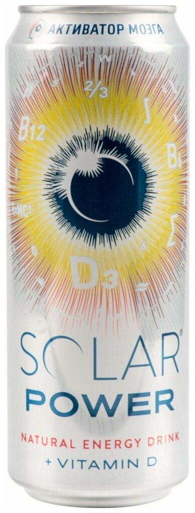 Энергетический напиток Solar Power (Солар Пауэр) Brain Boost (Активатор мозга) 0,45 л х 24 банки - фотография № 2