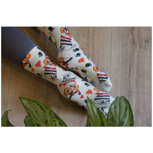 фото Носки шерстянки, размер 39/42, оранжевый, черный, белый