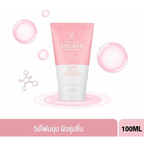 SCENTIO Пенка для умывания морской коллаген Pink Collagen Radiant & Firm Facial Foam, 100 мл