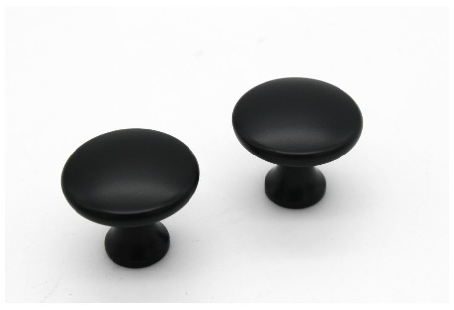 Мебельная ручка кнопка для кухни, для шкафа, для тумбы, для комода №801 черная (комплект 2 шт)