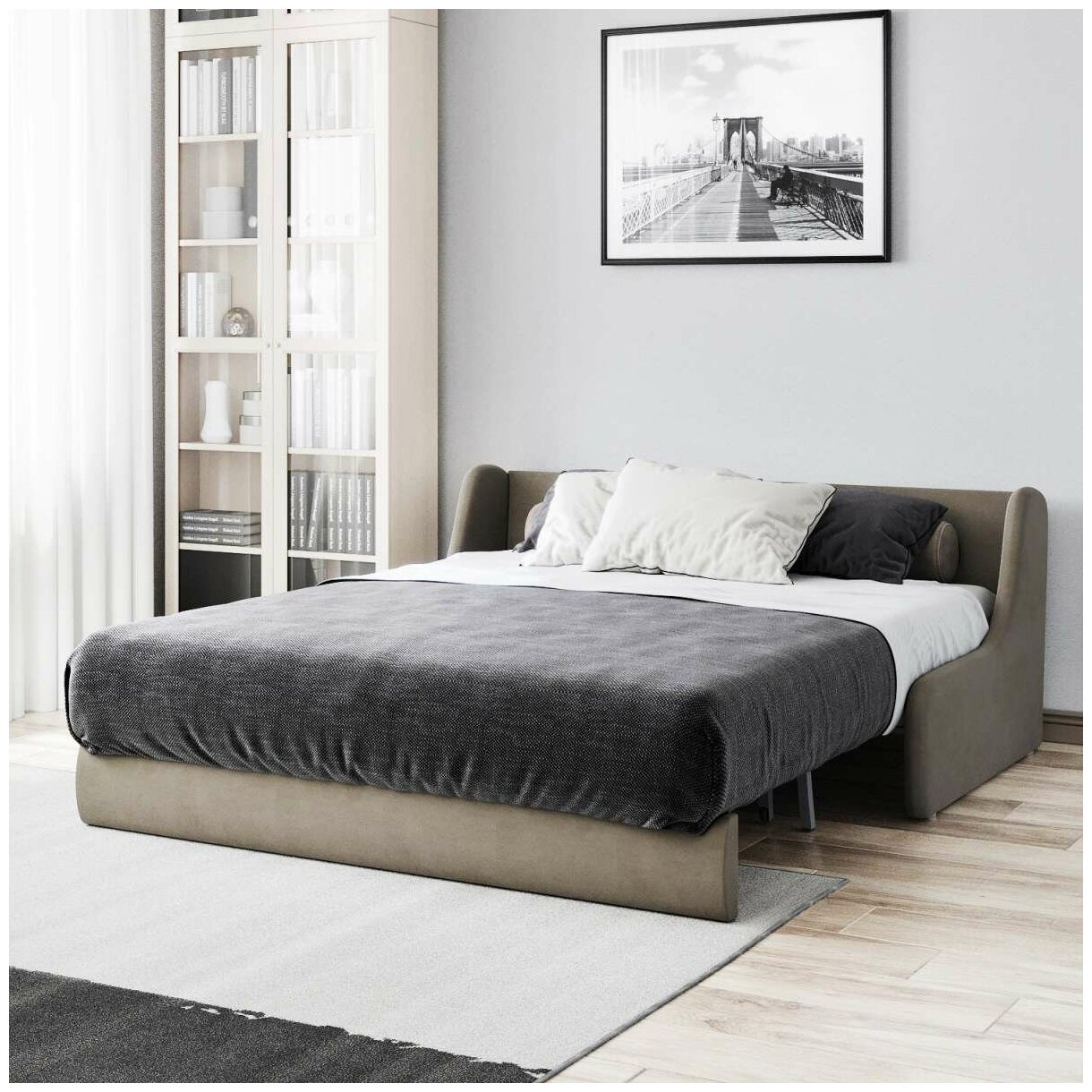 Диван-кровать Истван Лайт с независимым пружинным блоком Бежевый 131х105х88 - фотография № 2