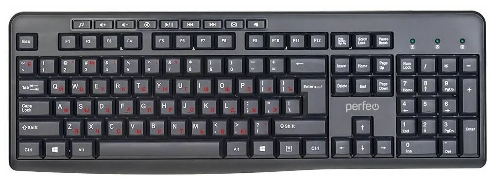Клавиатура Perfeo "PUSH" стандартная, USB, чёрн