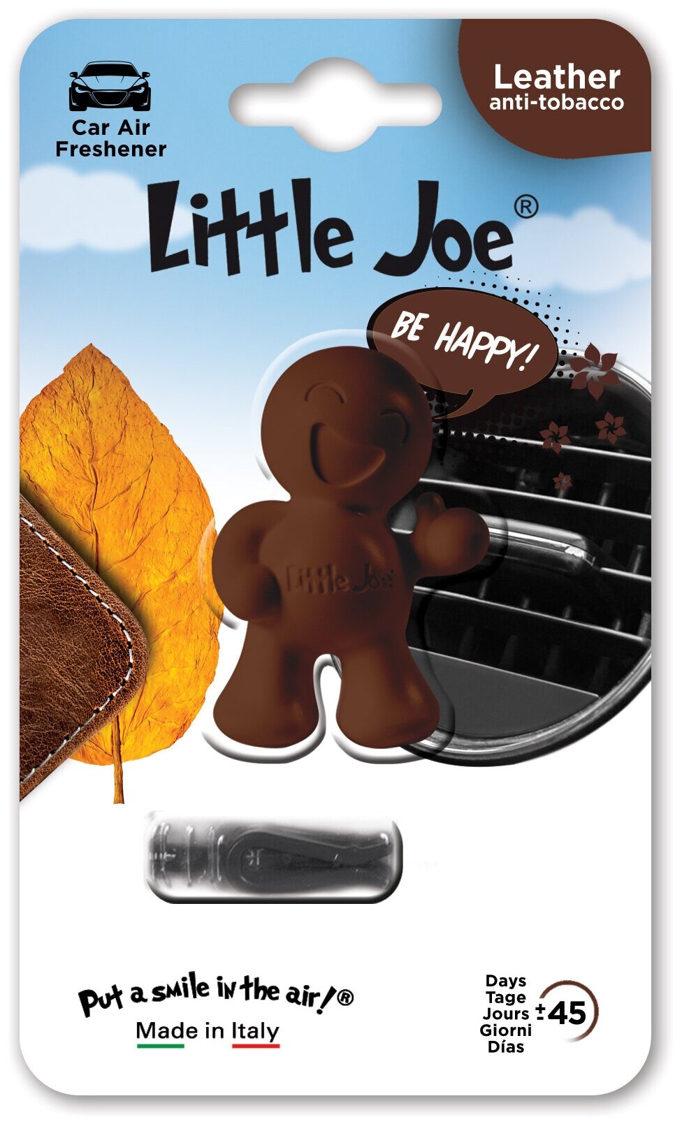 Ароматизатор в дефлектор улыбающийся человечек Little Joe OK Leather, Новая кожа