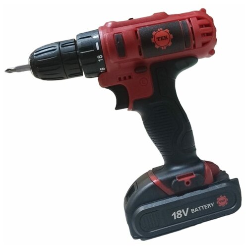 Дрель-Шуруповерт аккумуляторная ТЕК 18V 18В 2Ач 2Ah 2 аккумулятора с набором 301500₽