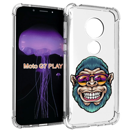 Чехол MyPads обезьяна улыбается для Motorola Moto G7 Play задняя-панель-накладка-бампер