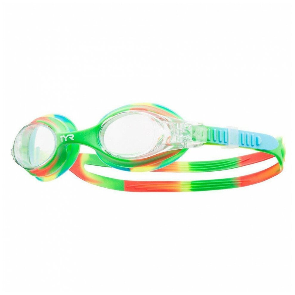 Очки для плавания детские TYR Swimple Tie Dye Jr LGSWTD-307, прозрачные линзы, разноцветная оправа