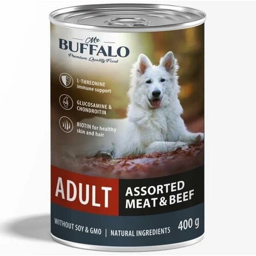 Mr.Buffalo ADULT консервы для собак Мясное ассорти с говядиной 9х400гр