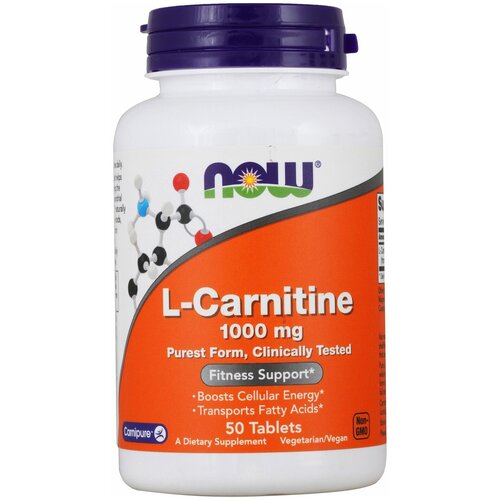 фото Now l-carnitine, l-карнитин 1000 мг - 50 таблеток