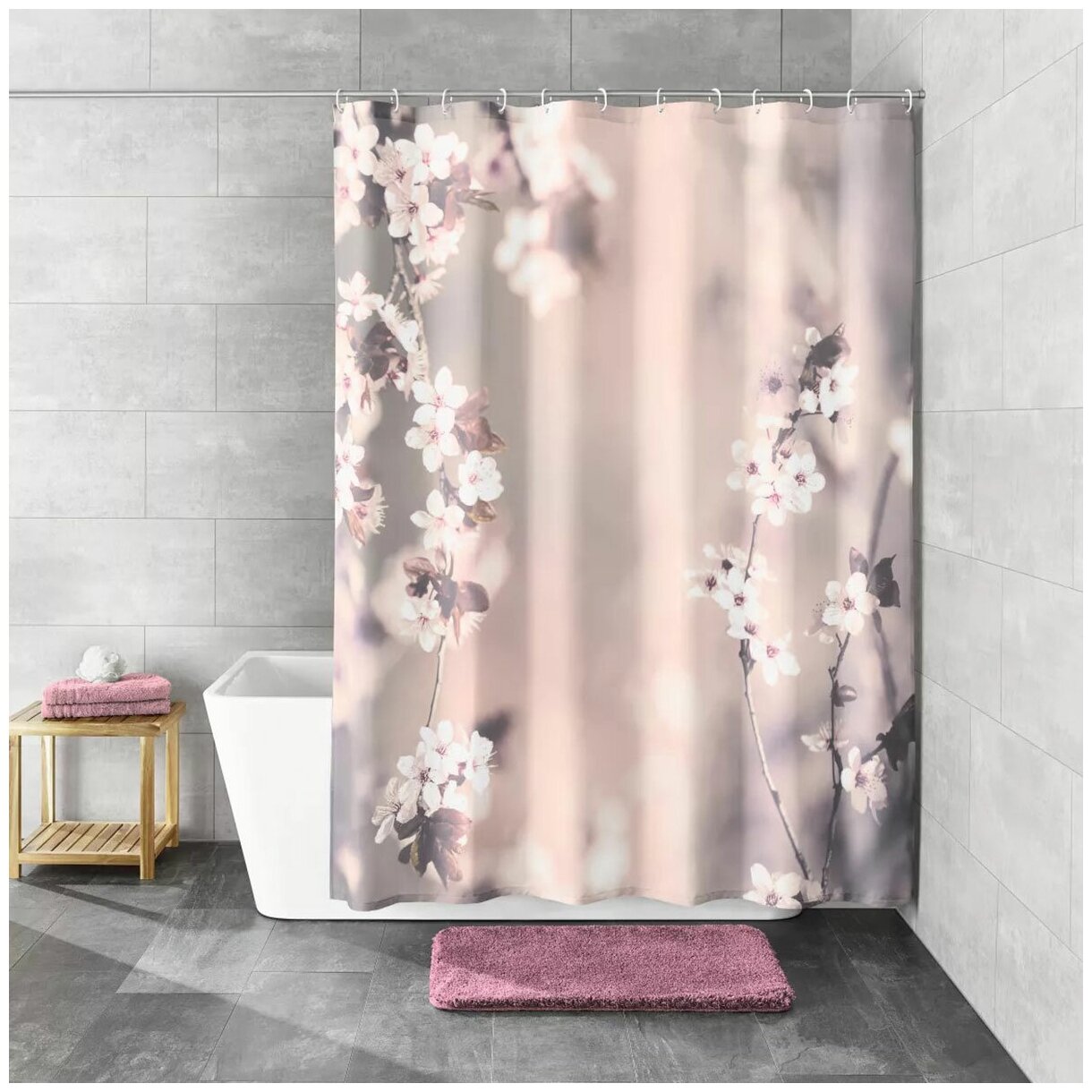 Штора для ванной комнаты Kleine Wolke Blossom Clove 180x200см - фото №1