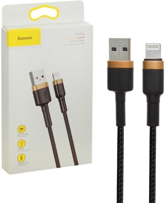 Кабель USB Lightning 1M 2.4A Cafule Cable Baseus золото CALKLF-BV1